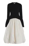 Simkhai Kenlie Mock-neck Midi Dress In Black,white