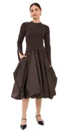 Simkhai Kenlie Mock Neck Midi Dress Chocolate In Brown