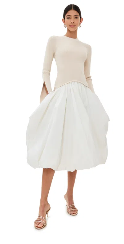 Simkhai Kenlie Mock Neck Midi Dress Sand Multi