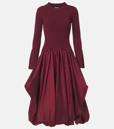 Simkhai Kenlie Satin And Jersey Midi Dress In Burgundy