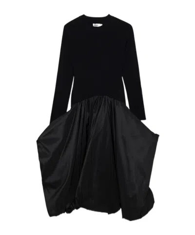 Simkhai Kenlie Stand-up Collar Midi Dress In Black