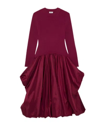 Simkhai Kenlie Taffeta Knit Midi Dress In Burgundy