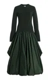 Simkhai Kenlie Taffeta Knit Midi Dress In Green