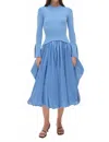 Simkhai Kenlie Taffeta Knit Midi Dress In Horizon In Blue