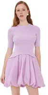 Simkhai Kenny Ribbed-knit And Taffeta Mini Dress In Purple