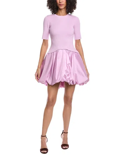 Simkhai Kenny Ribbed-knit And Taffeta Mini Dress In Purple