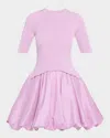 Simkhai Kenny Mixed Media Bubble Mini Dress In Pink