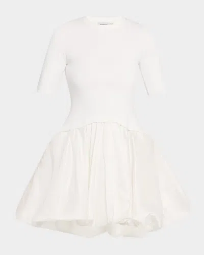 Simkhai Kenny Mixed Media Bubble Mini Dress In White