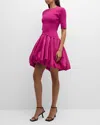 Simkhai Kenny Short Sleeved Bubble Mini Dress In Magenta