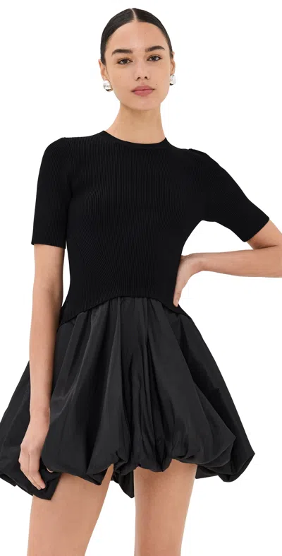 Simkhai Kenny Short Sleeve Bubble Mini Dress Black