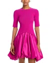 Simkhai Kenny Short Sleeved Bubble Mini Dress In Magenta