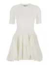 Simkhai Kenny Ribbed-knit And Pleated Taffeta Mini Dress In White