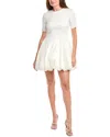 Simkhai Kenny Ribbed-knit And Pleated Taffeta Mini Dress In White