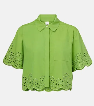 Simkhai Keyla Broderie Anglaise Top In Green