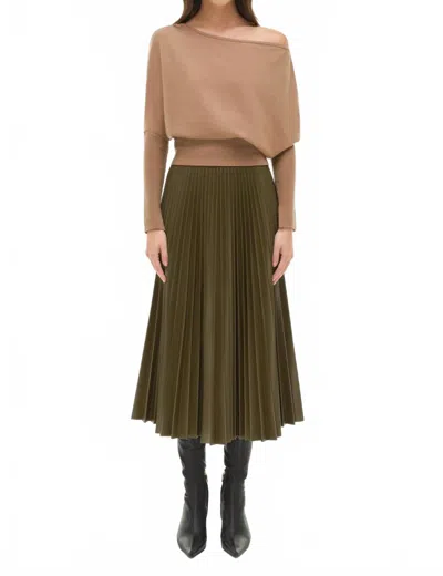 Simkhai Kezia Faux Leather Skirt In Army In Green