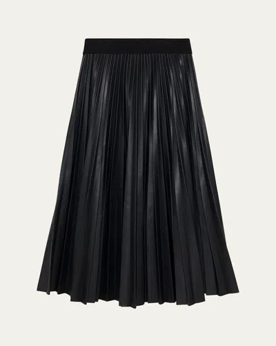 SIMKHAI KEZIA PLEATED VEGAN LEATHER MIDI SKIRT