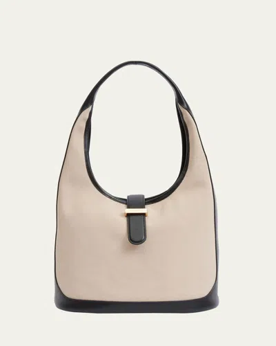 Simkhai Khai Canvas Hobo Bag In Black Ivory
