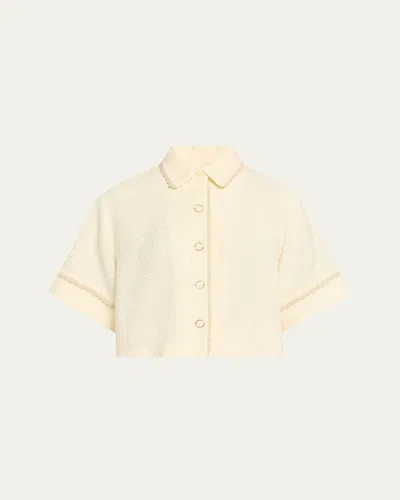 Simkhai Khloe Boucle Short-sleeve Shirt