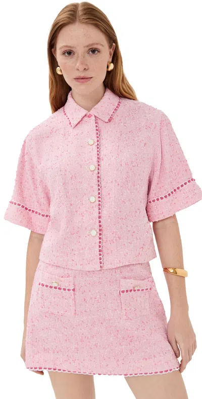 Simkhai Khloe Short Sleeve Button Down In Pink