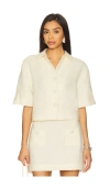 Simkhai Khloe Short Sleeve Button Down Top In White