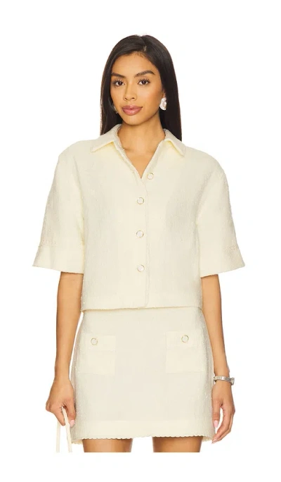 Simkhai Khloe Short Sleeve Button Down Top In White