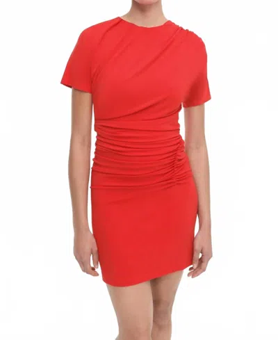 Simkhai Kiko Short Sleeve Mini Dress In Fiery Red