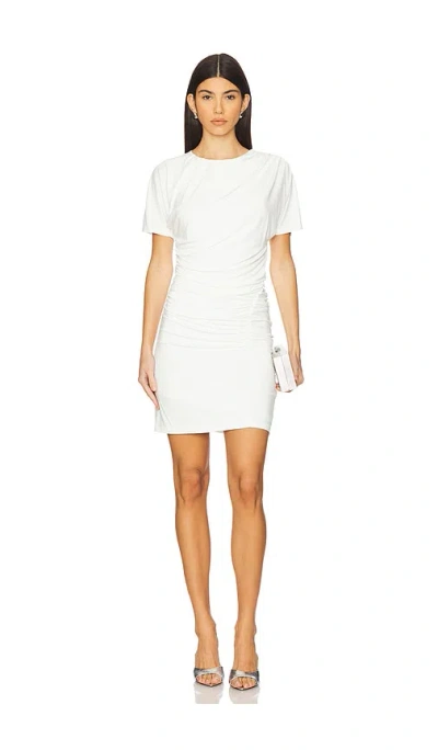 Simkhai Jaslene Jersey Twist-front Mini T-shirt Dress In White