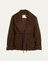 Simkhai Kimia Faux Fur Tie Waist Jacket In Raven