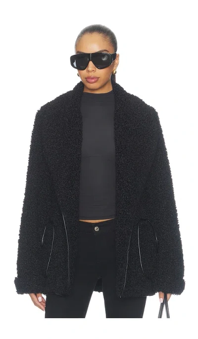 Simkhai Kimia Sherpa Tie Waist Jacket In Black