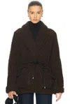 Simkhai Kimia Faux Fur Tie Waist Jacket In Raven