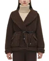 Simkhai Kimia Faux Fur Tie Waist Jacket In Raven