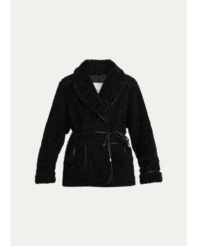 Simkhai Kimia Tie Waist Sherpa Jacket In Black