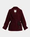 Simkhai Kimia Tie Waist Sherpa Jacket In Burgundy