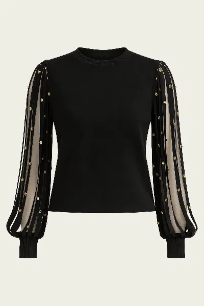 Simkhai Kinney Long-sleeve Top In Black In Brown