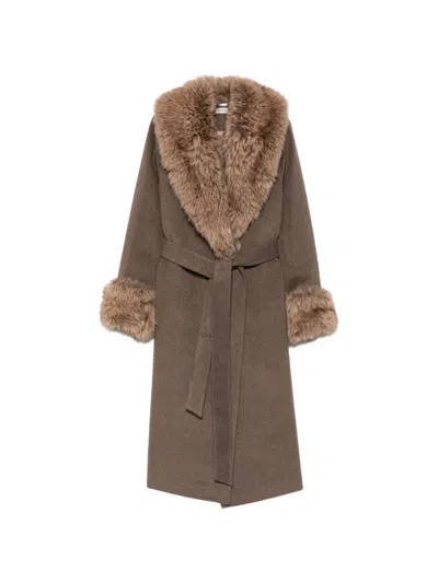 Simkhai Kinsley Wool-blend Wrap Coat In Brown