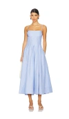 Simkhai 'kittyia' Light Blue Long Dress With A-line Skirt Adn All-over Striped Motif In Harbour Blue Stripe