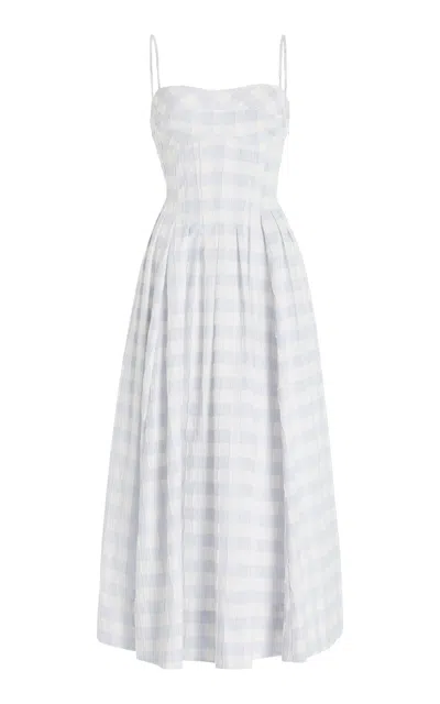 SIMKHAI KITTIYA GINGHAM COTTON-FIL COUPE MIDI DRESS