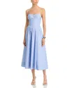 Simkhai 'kittyia' Light Blue Long Dress With A-line Skirt Adn All-over Striped Motif In Harbor Blue