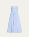 Simkhai 'kittyia' Light Blue Long Dress With A-line Skirt Adn All-over Striped Motif In Harbor Blue Stripe
