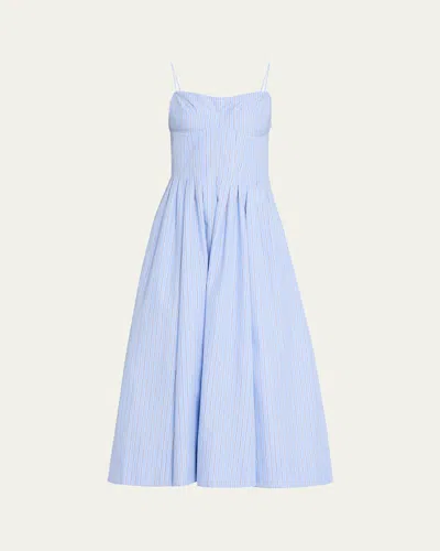 Simkhai Kittiya Pinstripe A-line Midi Dress In Blue