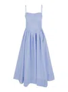 Simkhai 'kittyia' Light Blue Long Dress With A-line Skirt Adn All-over Striped Motif In Blue