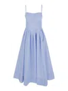 Simkhai 'kittyia' Light Blue Long Dress With A-line Skirt Adn All-over Striped Motif In Light Blue