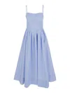 Simkhai 'kittyia' Light Blue Long Dress With A-line Skirt Adn All-over Striped Motif In Blue