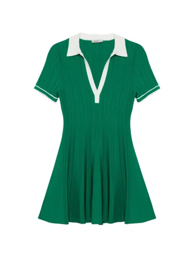Simkhai Page Knit Polo Mini Dress In Kelly Green