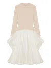 Simkhai Knit-top Balloon-skirt Midi Dress In Neutral