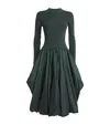 Simkhai Kenlie Pleated Mixed Media Midi Dress In Green