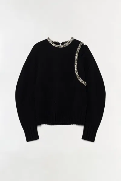 Simkhai Knitted Monroe Embellished Pullover In Black In Blue
