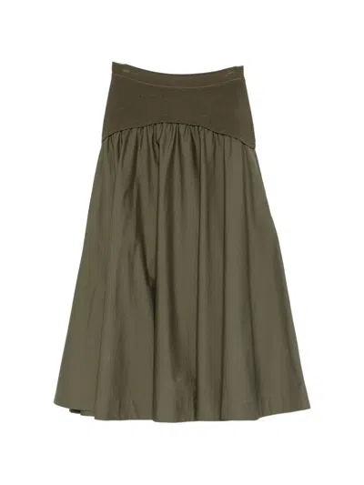 Simkhai Knitted-panel Midi Skirt In Green