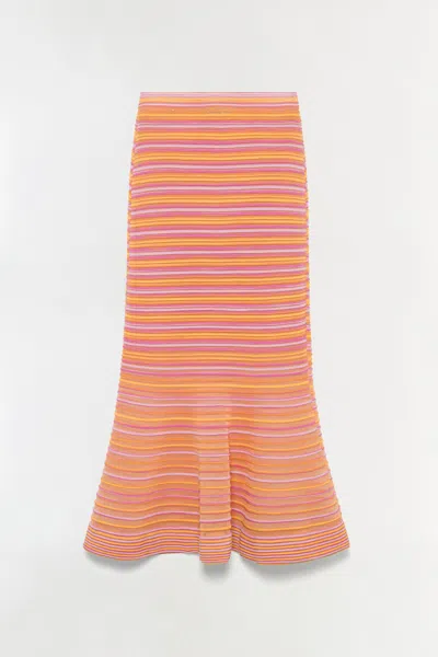 Simkhai Knitted Sullivan Midi Skirt In Citrus Multi