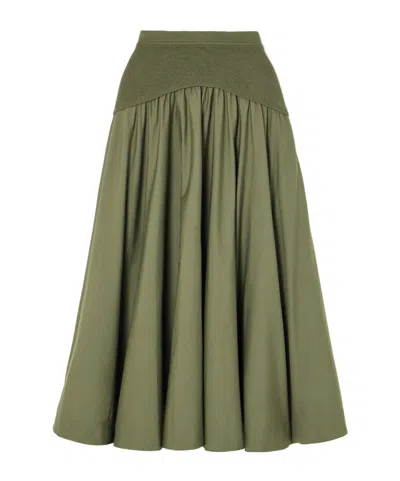 Simkhai Knitted-panel Midi Skirt In Green